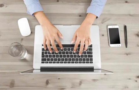 Hands working with laptop Stock Photos