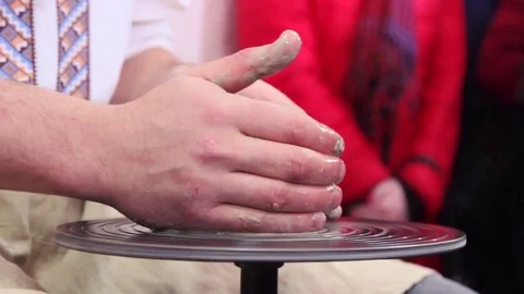 Hands working on pottery wheel Stock Footage 74510235
