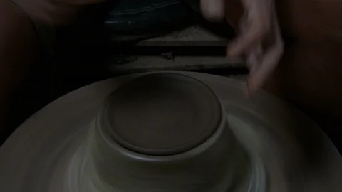 Hands working on pottery wheel Stock Footage 85921025