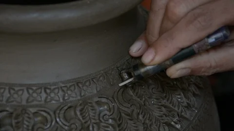 Hands working on pottery wheel Stock Footage 85922946
