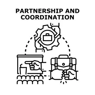 Hands working together, presenting ideas, and making a deal, illustrating str Illustrazione stock