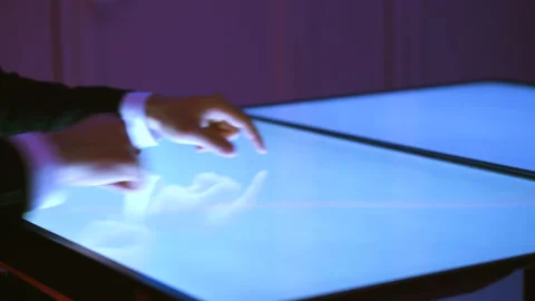 The hands working with a touchscreen display Stock Footage 100560144