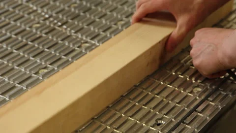 Hands working in a woodwork factory Stock Footage 168331066