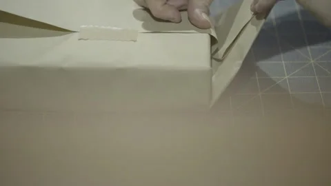 Hands wrapping invitation or present Stock Footage 160522203