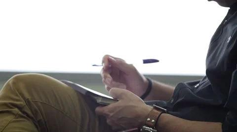 Hands write down on paper Stock Footage 62184884