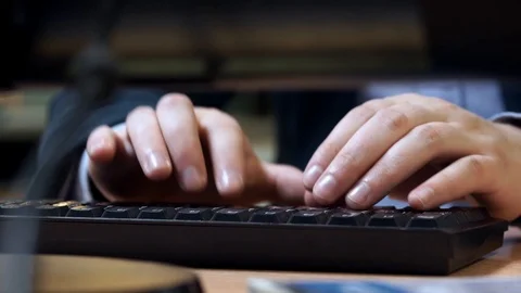 Hands Write Text on the Keyboard Stock Footage 87009442