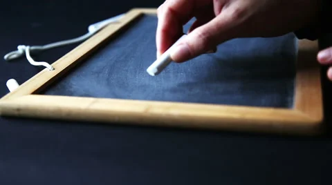 Hands writing on blackboard the sentence "only good things" Stock-Footage 56372437