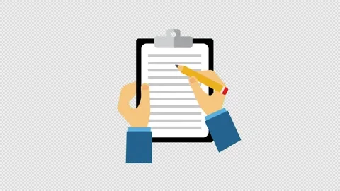 Hands Writing on Clipboard Checklist Document Business Planning Animation Stockbeeldmateriaal 339768837