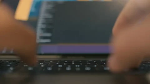 Hands writing on laptop keyboard Видео 232777046