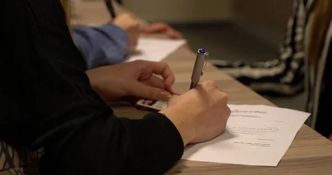 Hands writing on the paper Stock Footage 86308696