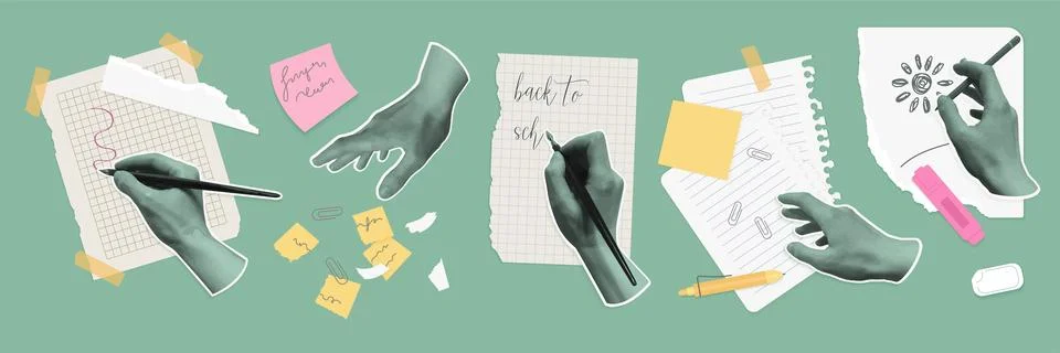 Hands Writing On Paper Vector Stock Illustration