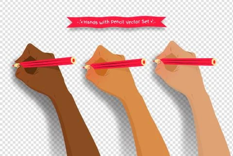 Hands writing with pencil Stock Illustration