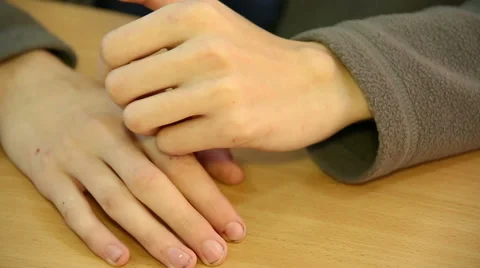 Hands of a young man on the Desk. Stock Footage 37883257