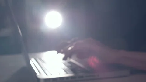 Hands of a young woman on computer keyboard. The camera is in motion - on dolly Stock-Footage 87345666