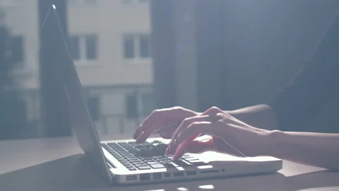 Hands of a young woman on computer keyboard Stock-Footage 87346485