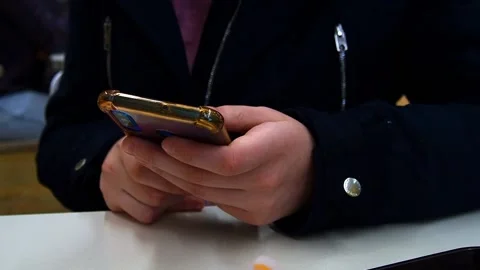 The hands of a young woman using a phone. Stock Footage 222063853