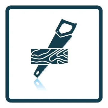 Handsaw cutting a plank icon Stock Illustration