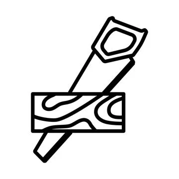 Handsaw Cutting A Plank Icon Stock Illustration