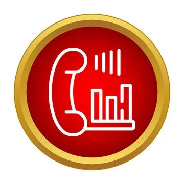Handset with bar chart in red circle icon Stock Illustration