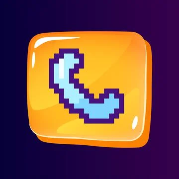 Handset glossy ui button with pixelated color icon Stock Illustration