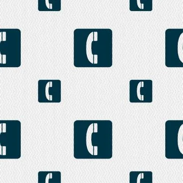 Handset icon sign. Seamless pattern with geometric texture. Vector Stock Illustration