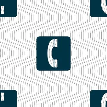 Handset icon sign. Seamless pattern with geometric texture. Vector Stock Illustration