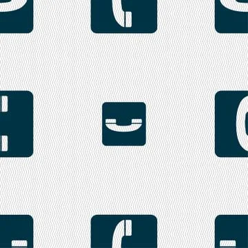 Handset icon sign. Seamless pattern with geometric texture. Vector Stock Illustration