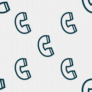 Handset icon sign. Seamless pattern with geometric texture. Vector Stock Illustration