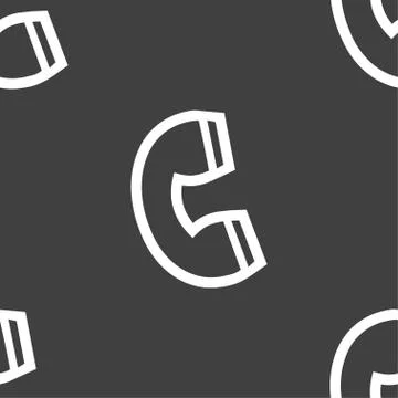 Handset icon sign. Seamless pattern on a gray background. Vector Stock Illustration