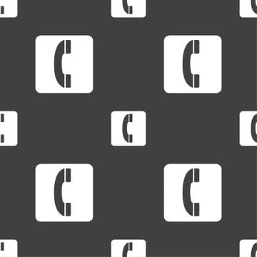 Handset icon sign. Seamless pattern on a gray background. Vector Illustrazione stock