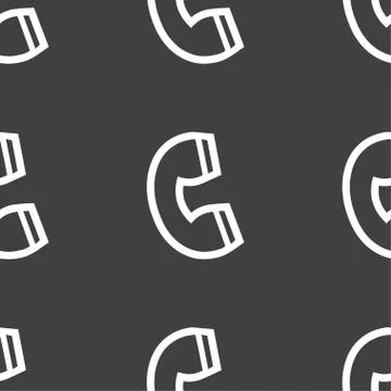 Handset icon sign. Seamless pattern on a gray background. Stock Illustration