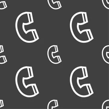 Handset icon sign. Seamless pattern on a gray background. Stock Illustration