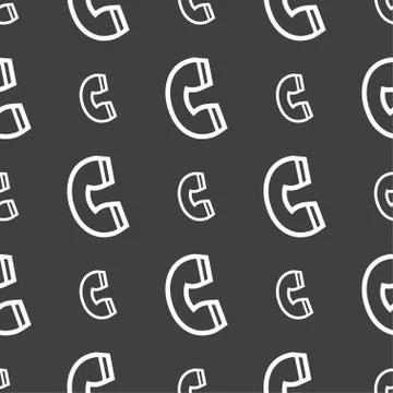 Handset icon sign. Seamless pattern on a gray background. Stock Illustration
