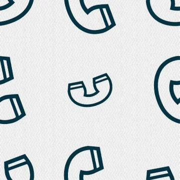 Handset icon sign. Seamless pattern with geometric texture. Stock Illustration