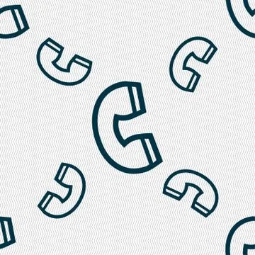 Handset icon sign. Seamless pattern with geometric texture. Stock Illustration