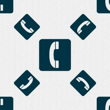 Handset icon sign. Seamless pattern with geometric texture. Illustrazione stock