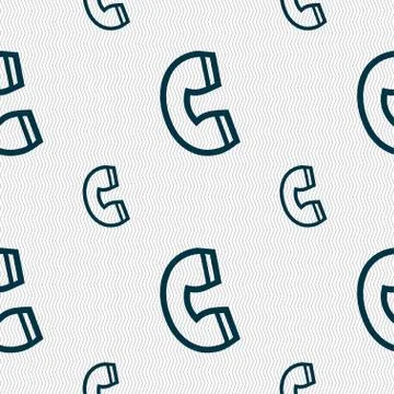 Handset icon sign. Seamless pattern with geometric texture. Stock Illustration