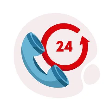 Handset illustration design element, call center 24 flat icon Stock Illustration