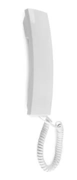 Handset of intercom base station isolated on white Foto stock