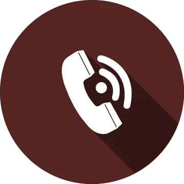 Handset with shadow on the circle of dark red color, vector Stock Illustration