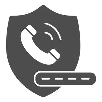 Handset on shield and pin code solid icon, banking service concept, Secure phone 스톡 일러스트