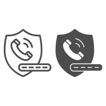 Handset on shield and pin code line and solid icon, banking service concept Stock Illustration