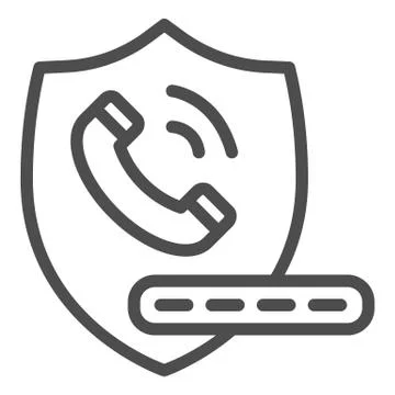 Handset on shield and pin code line icon, banking service concept, Secure phone Stock-Illustration