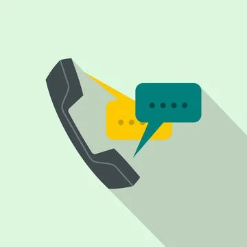 Handset with speech bubbles icon, flat style Stock Illustration