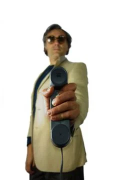 Handset telephone man Stock Photos