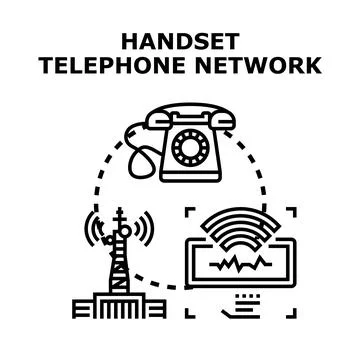 Handset telephone network communication wireless connection concept Ilustración de archivo