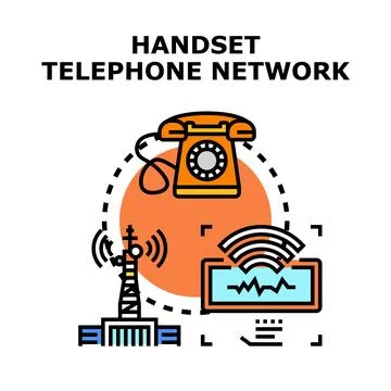 Handset telephone network communication wireless connection concept Ilustración de archivo