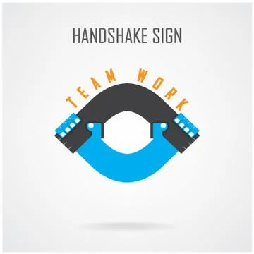 Handshake abstract sign vector design template. Stock Illustration