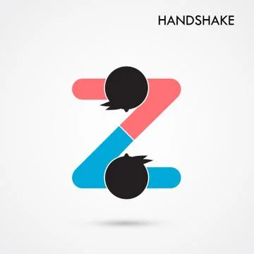 Handshake abstract sign vector design template. Business creative concept. De Stock Illustration