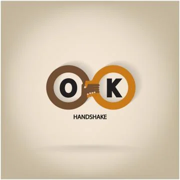 Handshake abstract symbol vector design template Stock Illustration